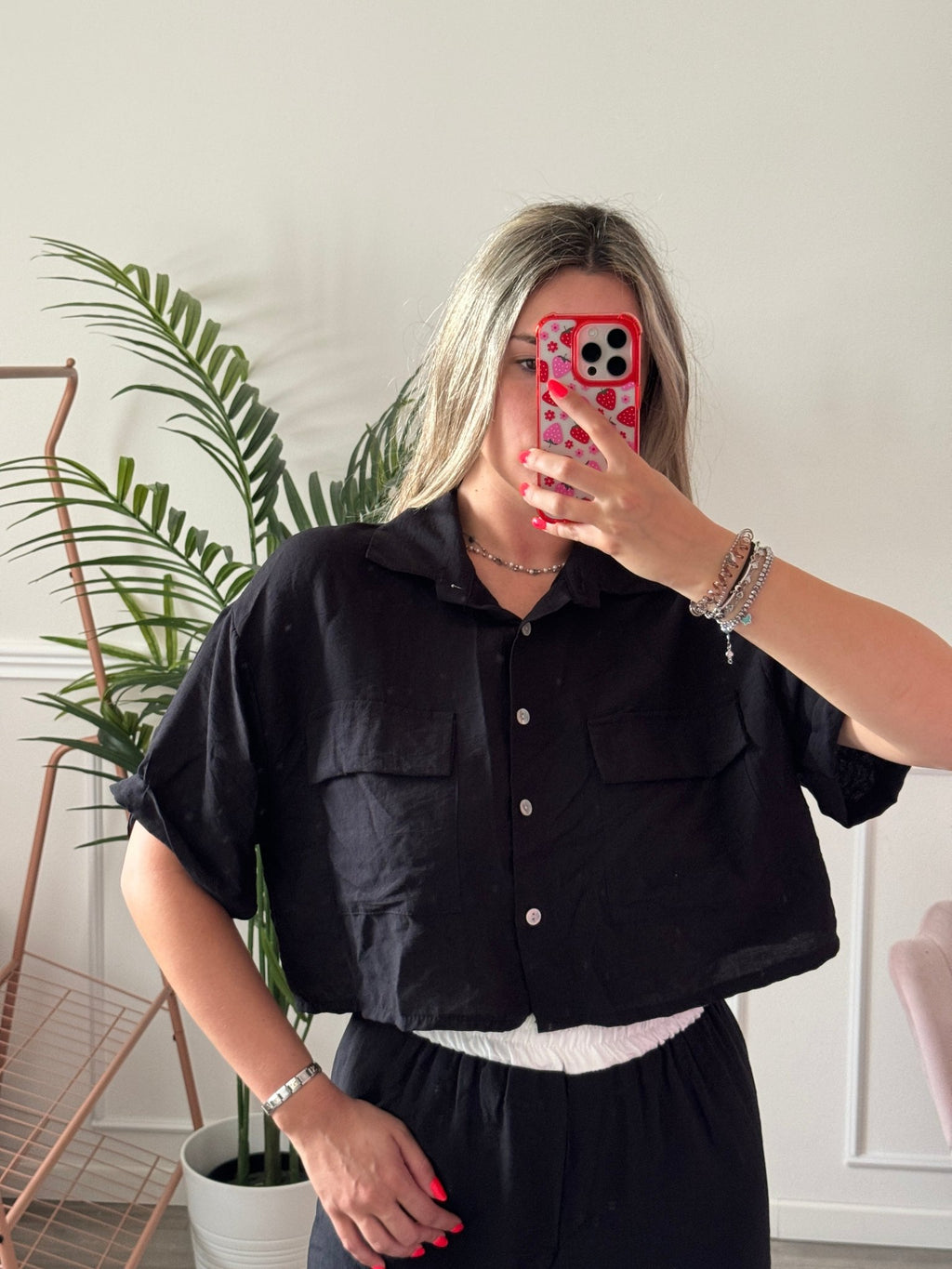 Camicia corta effetto lino - Follie by Alice