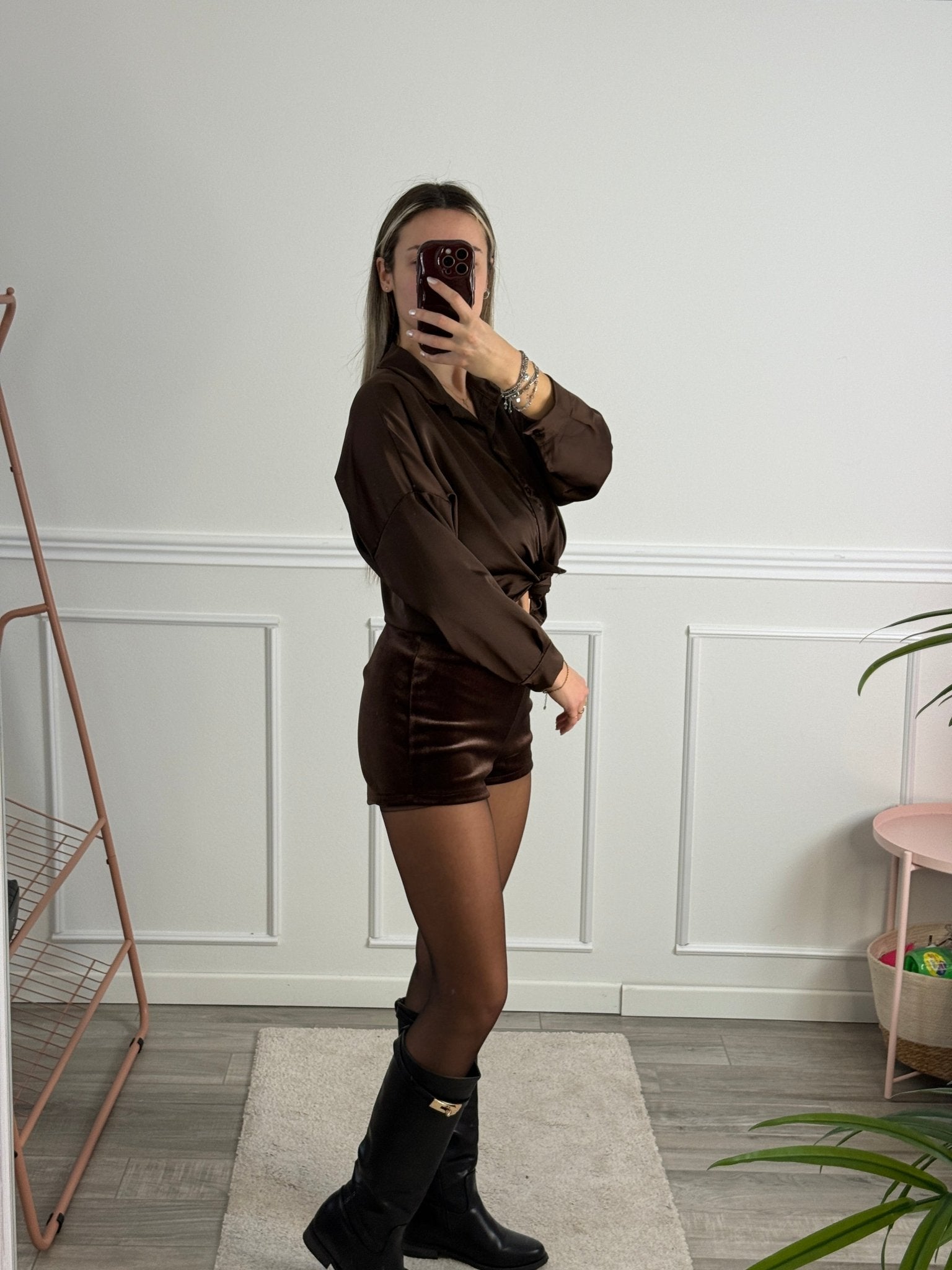 Camicia corta in raso con fiocchetto - Follie by Alice