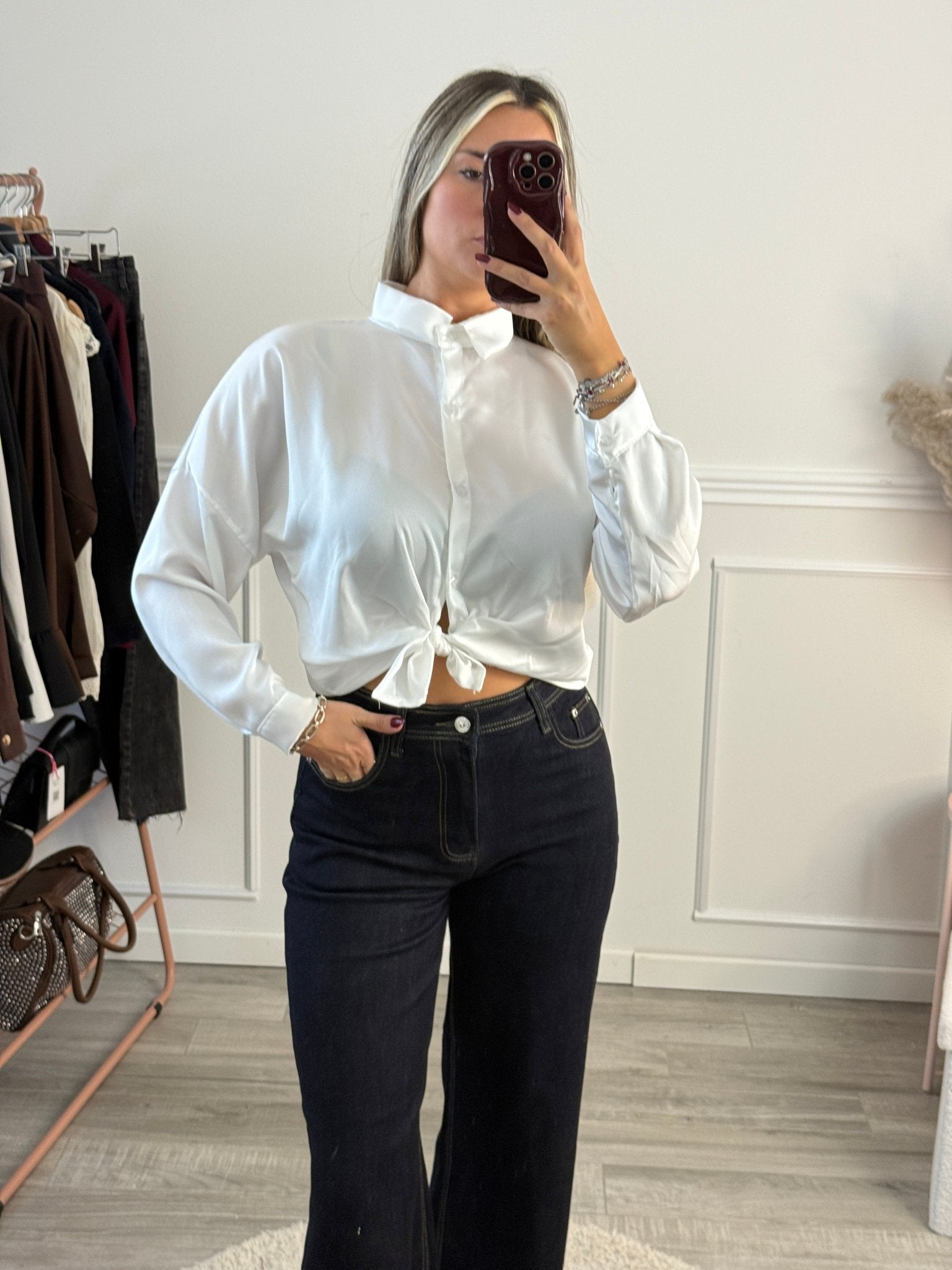 Camicia corta in raso con fiocchetto - Follie by Alice