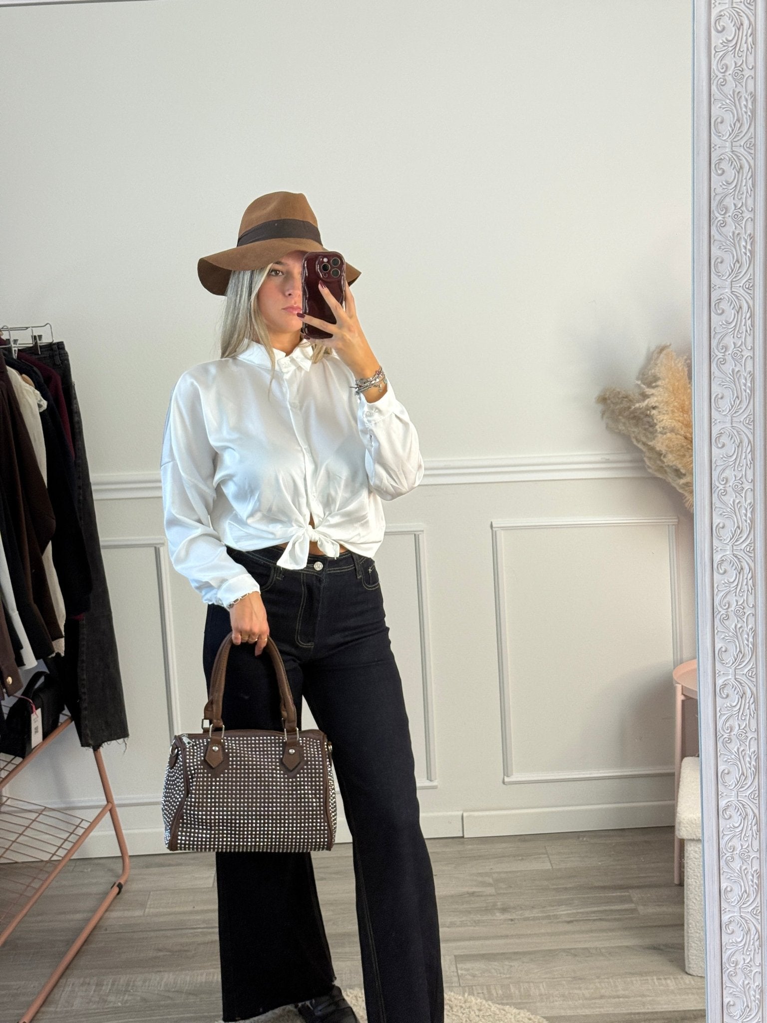 Camicia corta in raso con fiocchetto - Follie by Alice