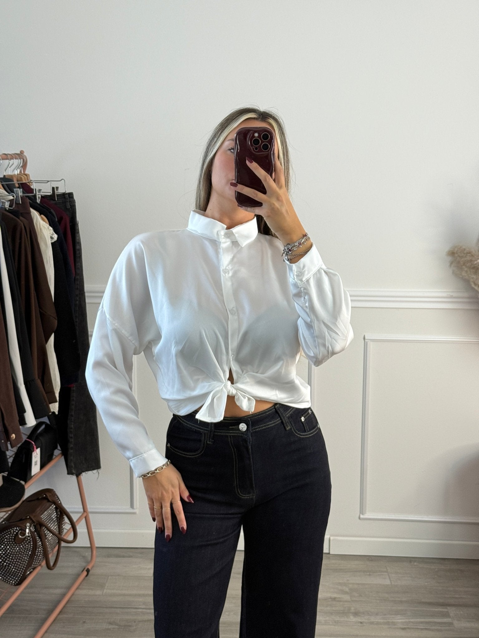 Camicia corta in raso con fiocchetto - Follie by Alice
