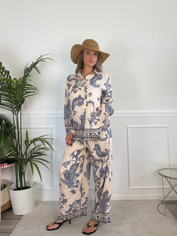 Camicia effetto lino con stampa paisley KASHMIR - Follie by Alice