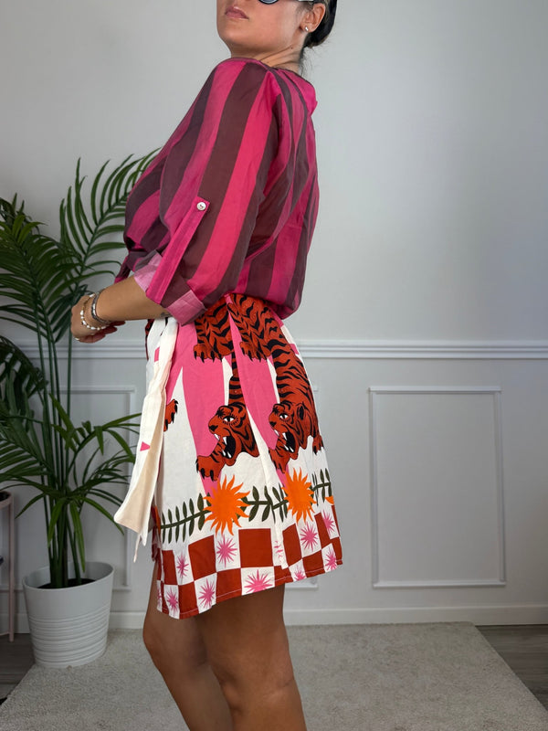 Camicia fucsia in lyocell a righe marroni MARRAKECH - Follie by Alice