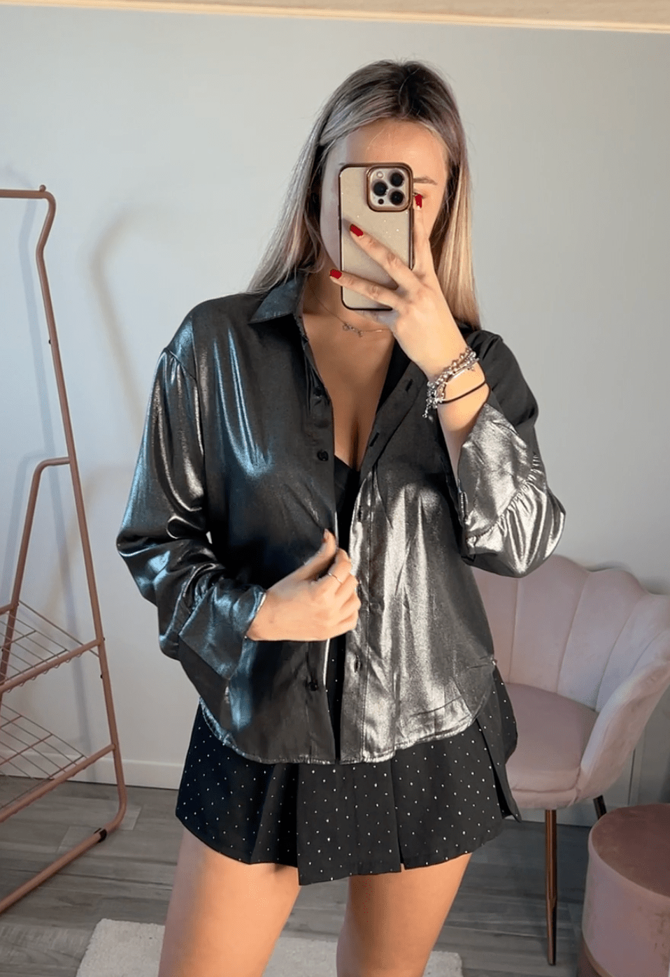 Camicia grigia metallizzata - Follie by Alice Immagine principale del prodotto