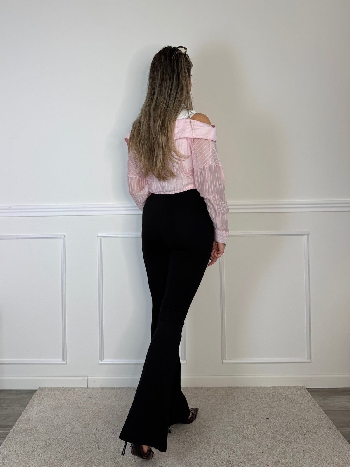 Camicia - top off - shoulder 2 in 1 a righe con nodo centrale - Follie by Alice