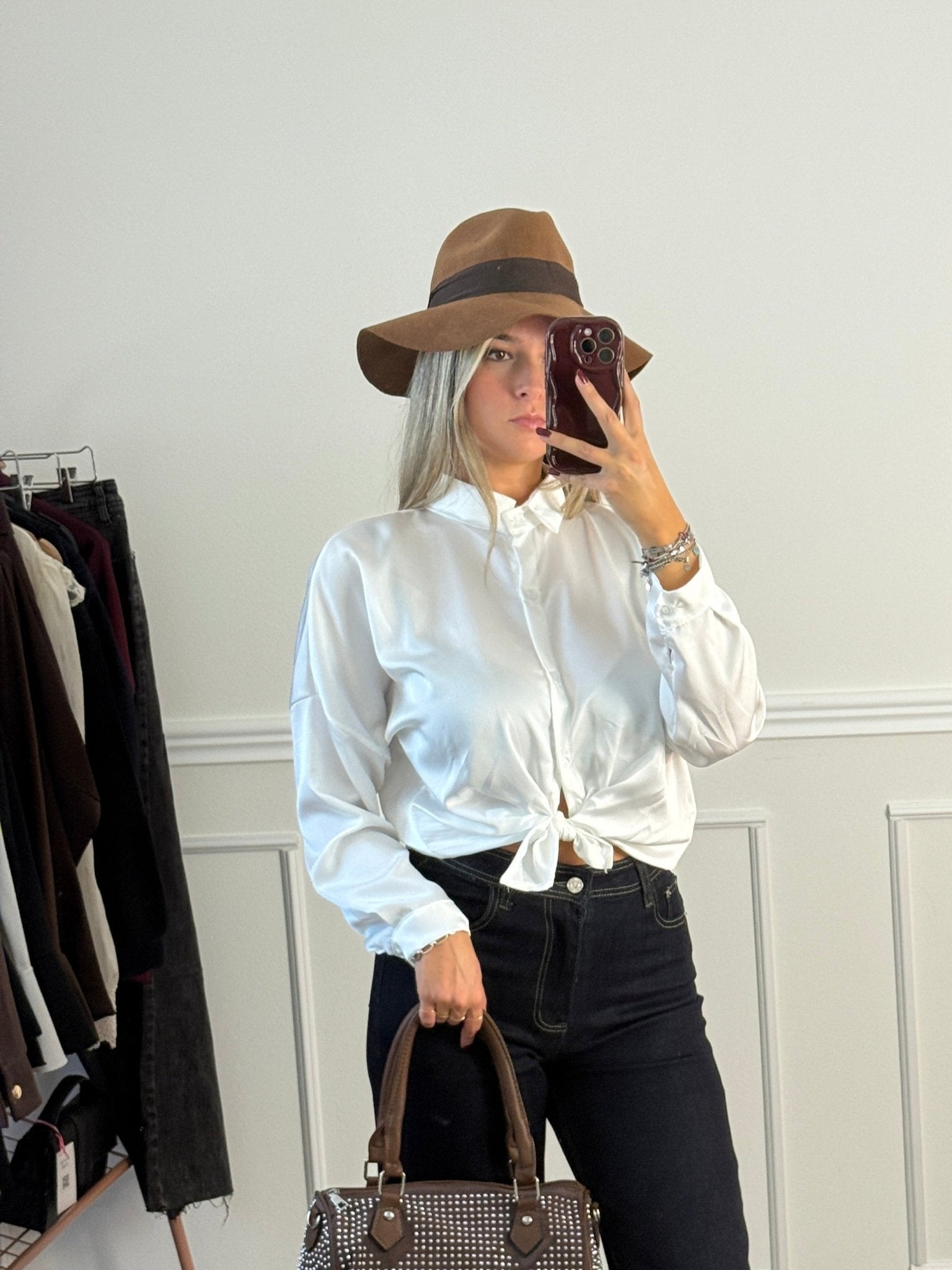 Cappello marrone di lana con fascia a contrasto - Follie by Alice