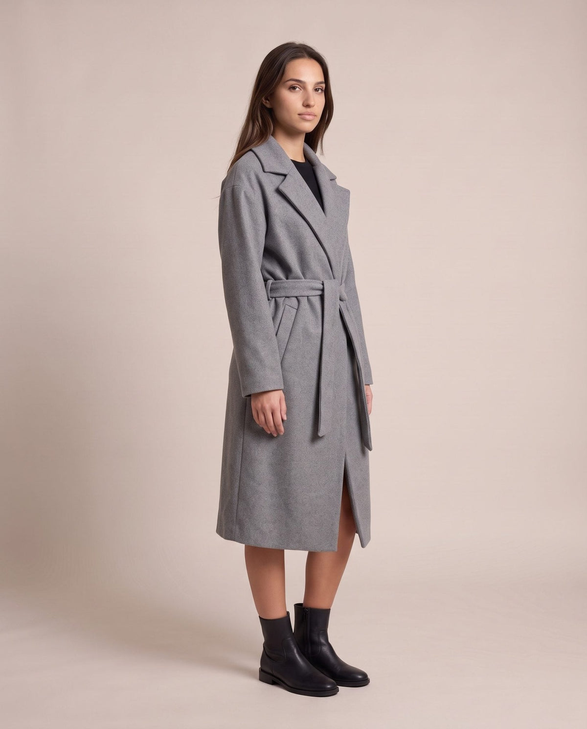 Cappotto lungo a vestaglia con cintura DAVOS - Follie by Alice