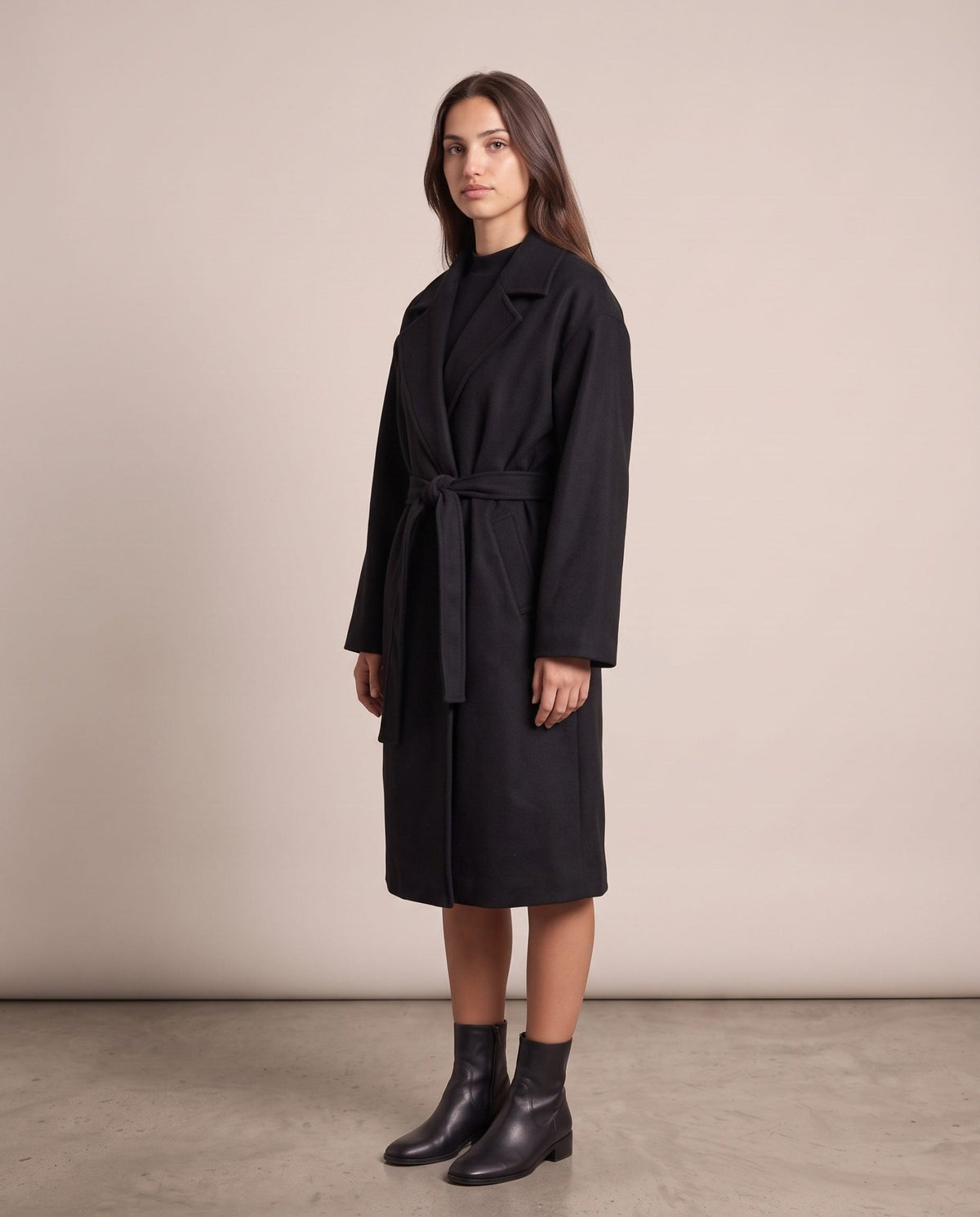 Cappotto lungo a vestaglia con cintura DAVOS - Follie by Alice