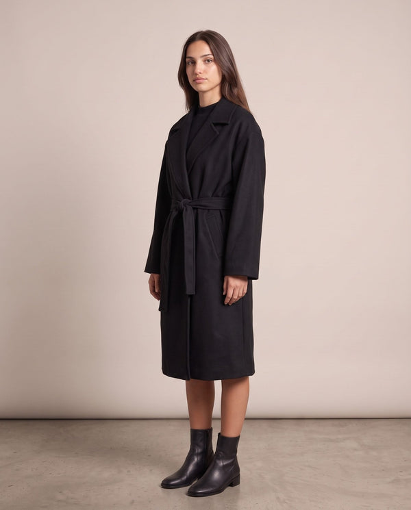 Cappotto lungo a vestaglia con cintura DAVOS - Follie by Alice