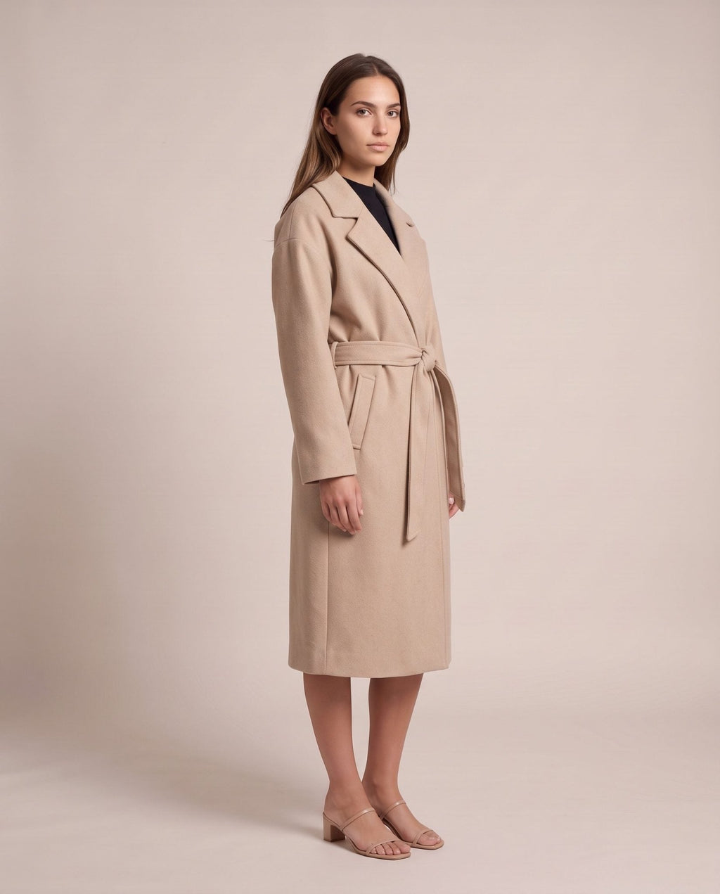 Cappotto lungo a vestaglia con cintura DAVOS - Follie by Alice
