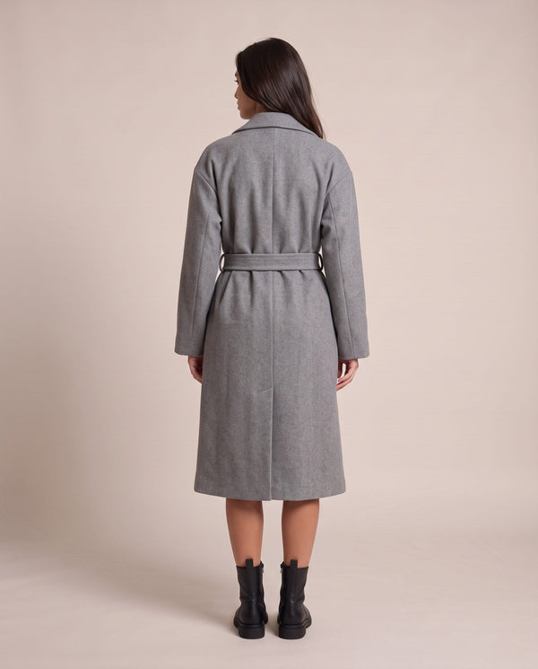 Cappotto lungo a vestaglia con cintura DAVOS - Follie by Alice