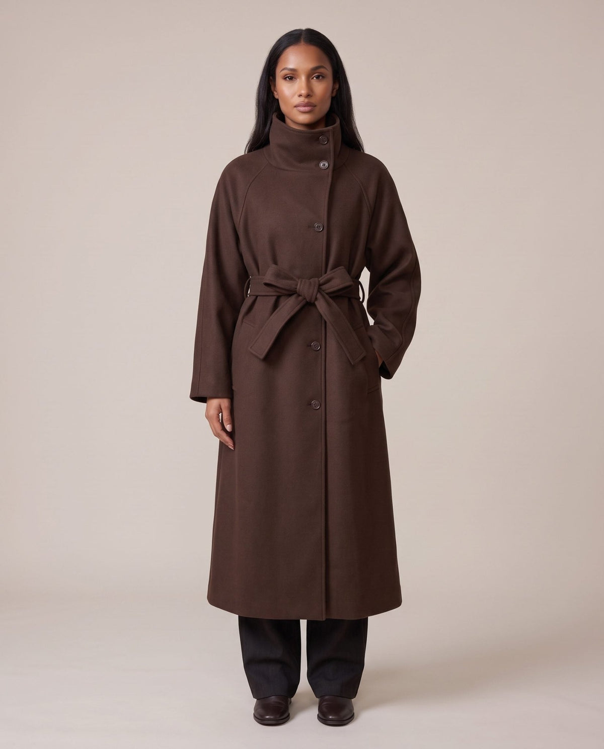 Cappotto lungo con collo a imbuto ZURIGO - Follie by Alice