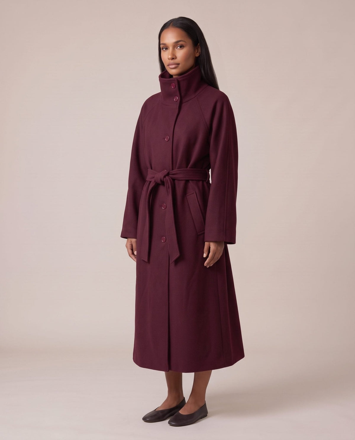Cappotto lungo con collo a imbuto ZURIGO - Follie by Alice