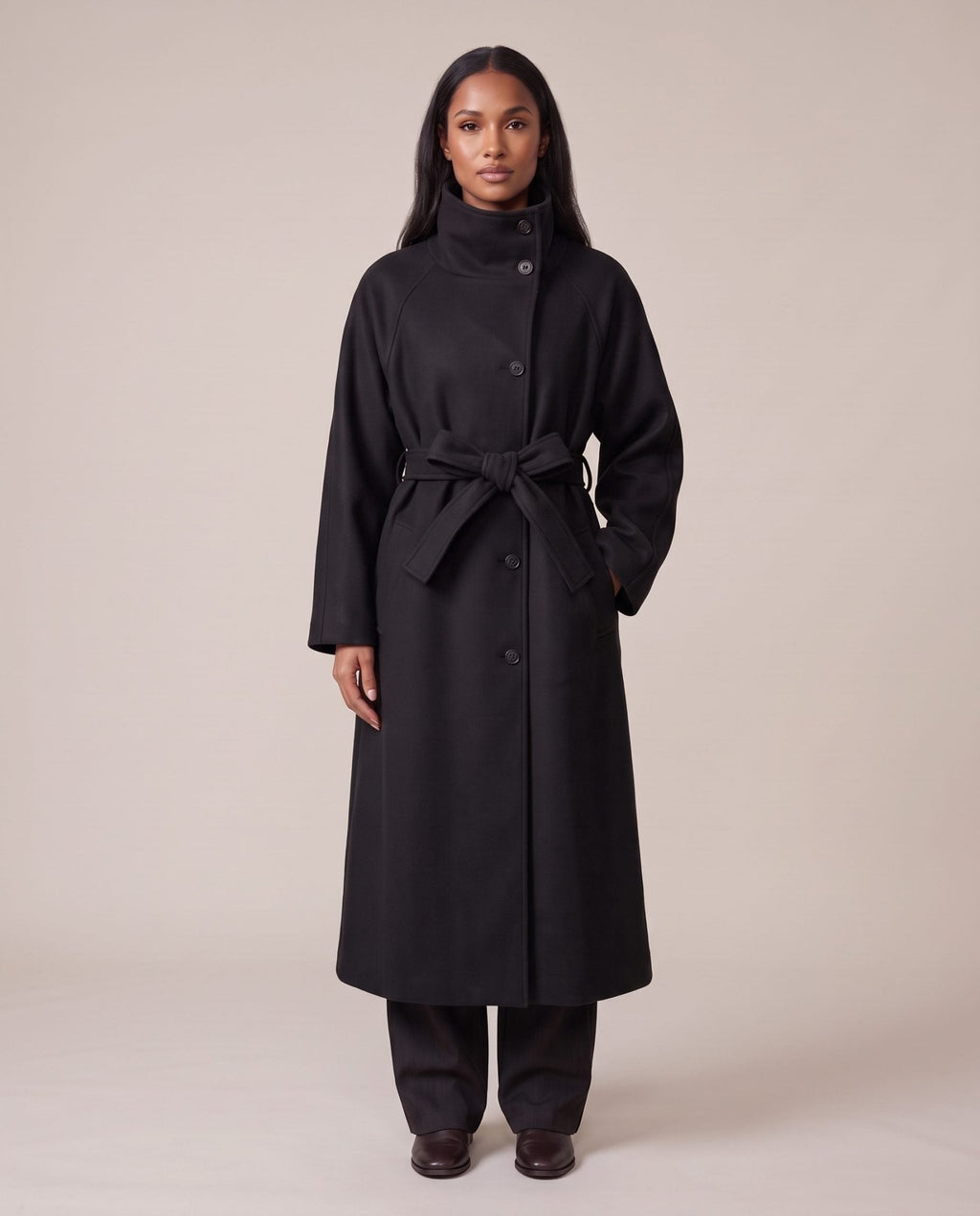 Cappotto lungo con collo a imbuto ZURIGO - Follie by Alice