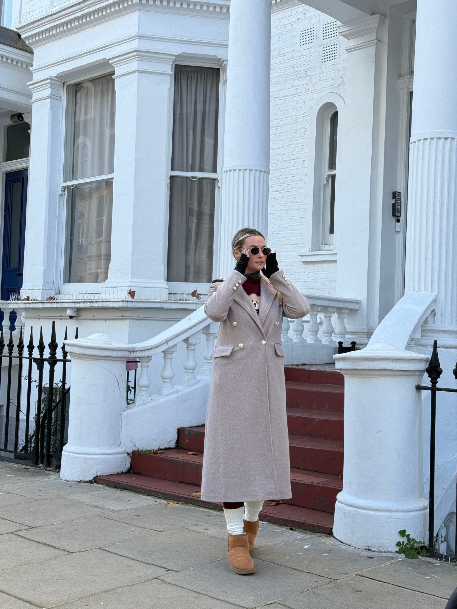 Cappotto lungo doppiopetto con bottoni gioiello - Follie by Alice