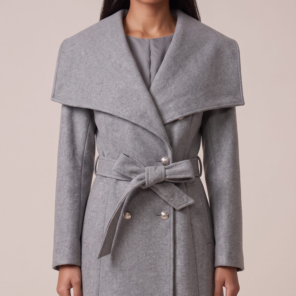 Cappotto lungo doppiopetto con maxi collo a scialle CONTESSA - Follie by Alice