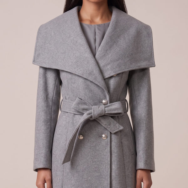 Cappotto lungo doppiopetto con maxi collo a scialle CONTESSA - Follie by Alice