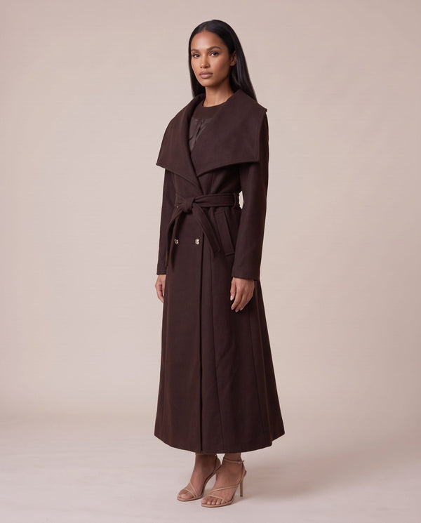 Cappotto lungo doppiopetto con maxi collo a scialle CONTESSA - Follie by Alice