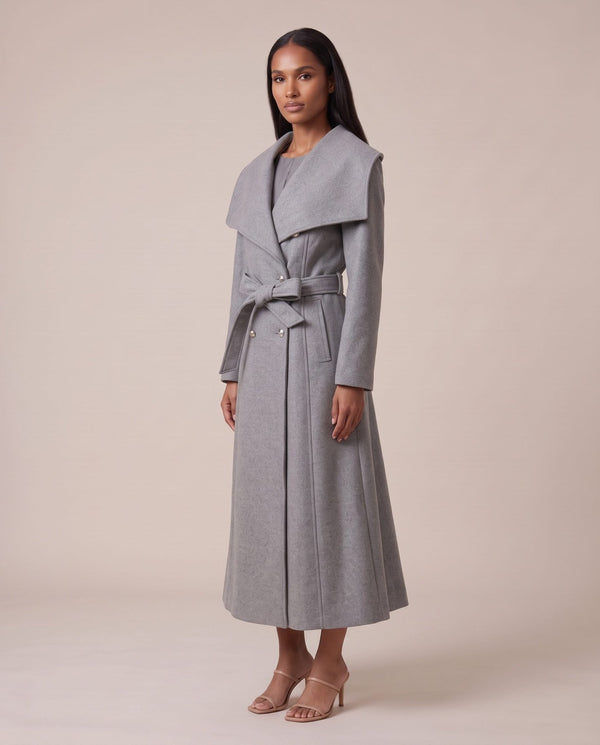 Cappotto lungo doppiopetto con maxi collo a scialle CONTESSA - Follie by Alice