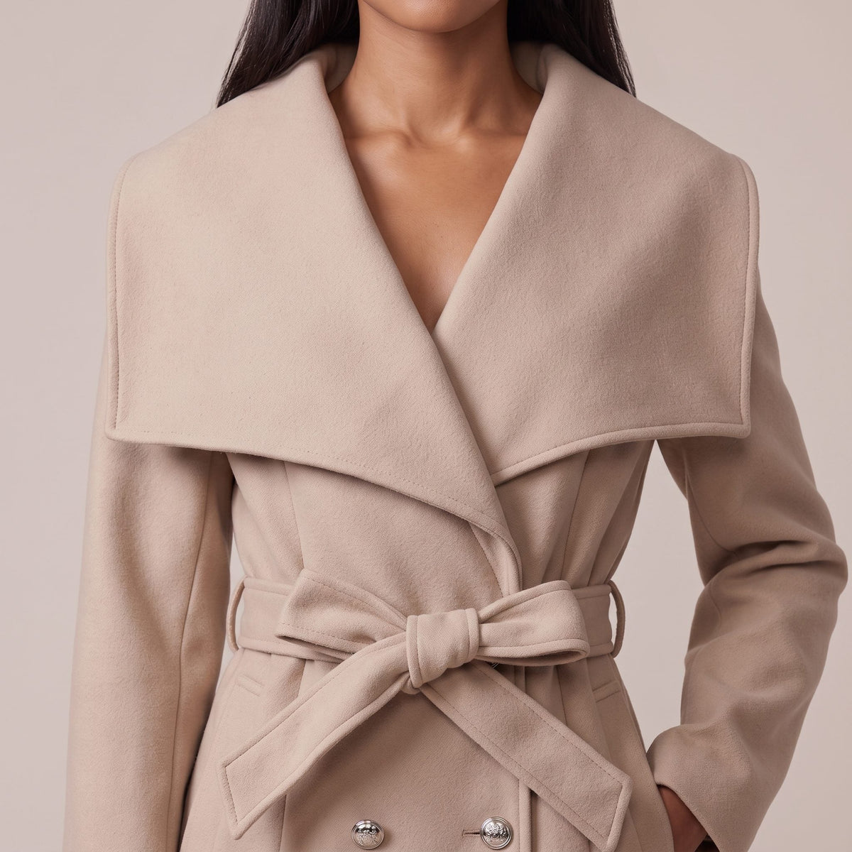 Cappotto lungo doppiopetto con maxi collo a scialle CONTESSA - Follie by Alice
