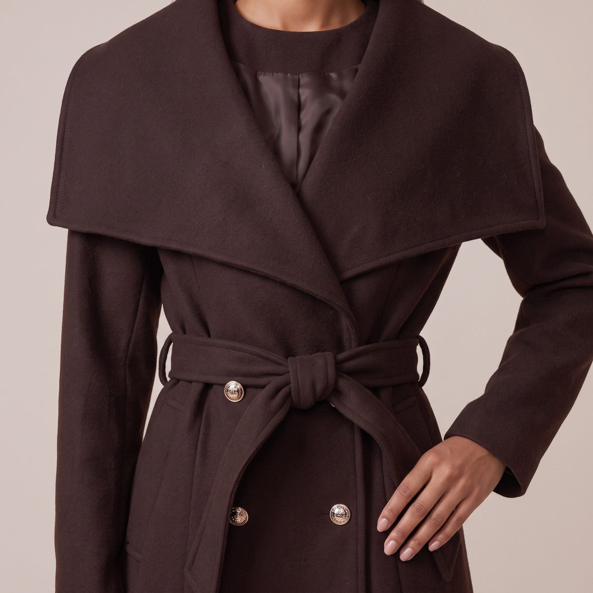 Cappotto lungo doppiopetto con maxi collo a scialle CONTESSA - Follie by Alice