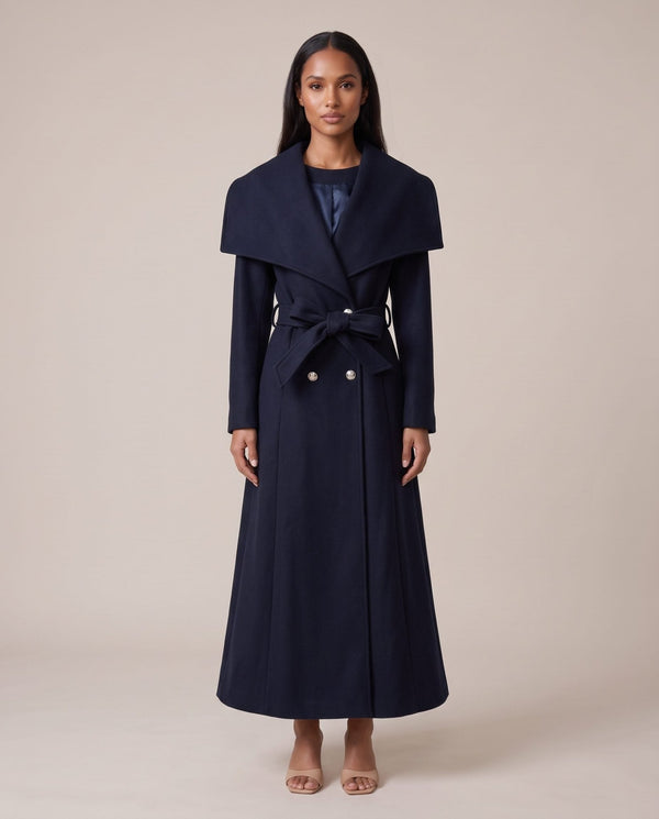 Cappotto lungo doppiopetto con maxi collo a scialle CONTESSA - Follie by Alice