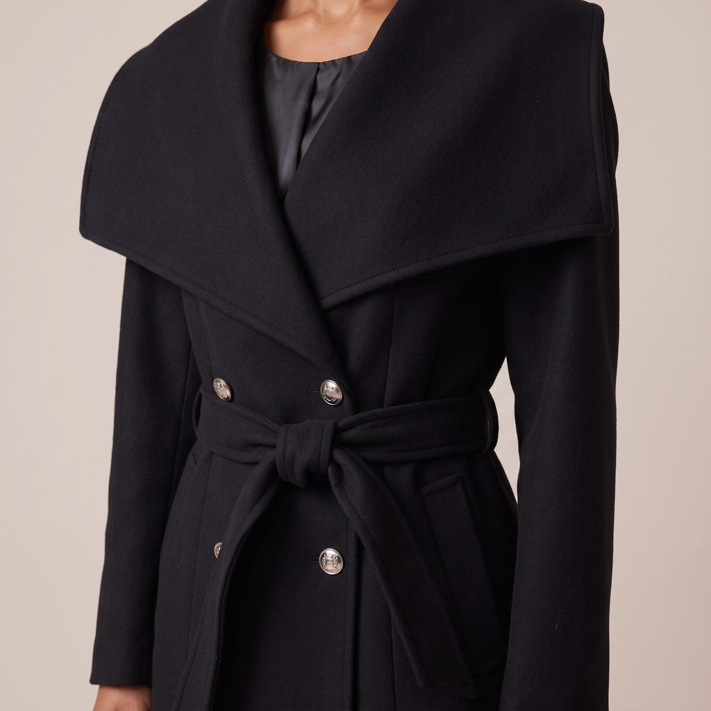Cappotto lungo doppiopetto con maxi collo a scialle CONTESSA - Follie by Alice