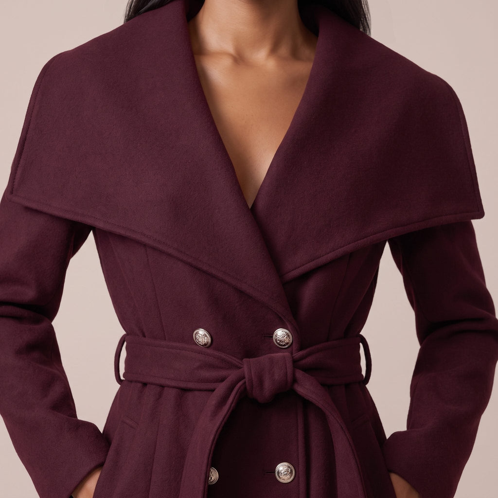 Cappotto lungo doppiopetto con maxi collo a scialle CONTESSA - Follie by Alice