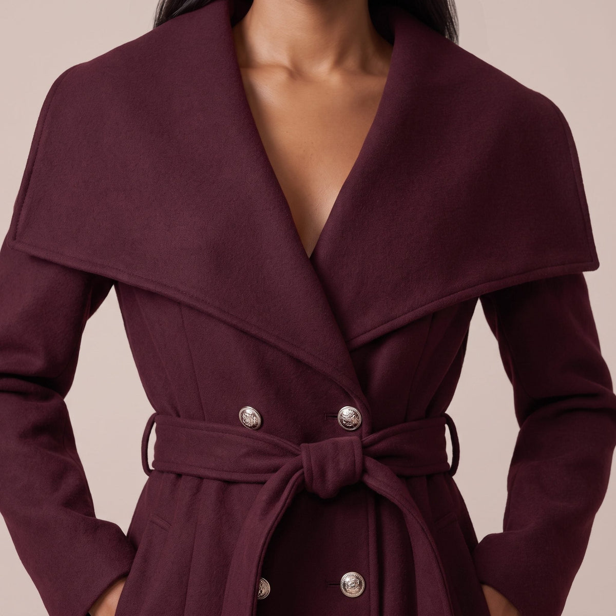 Cappotto lungo doppiopetto con maxi collo a scialle CONTESSA - Follie by Alice