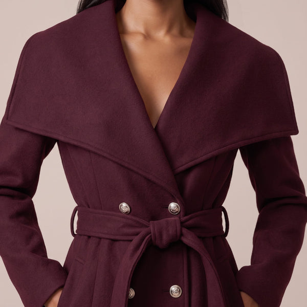 Cappotto lungo doppiopetto con maxi collo a scialle CONTESSA - Follie by Alice