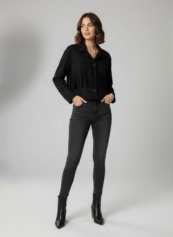 Cappotto scamosciato con frange - Follie by Alice