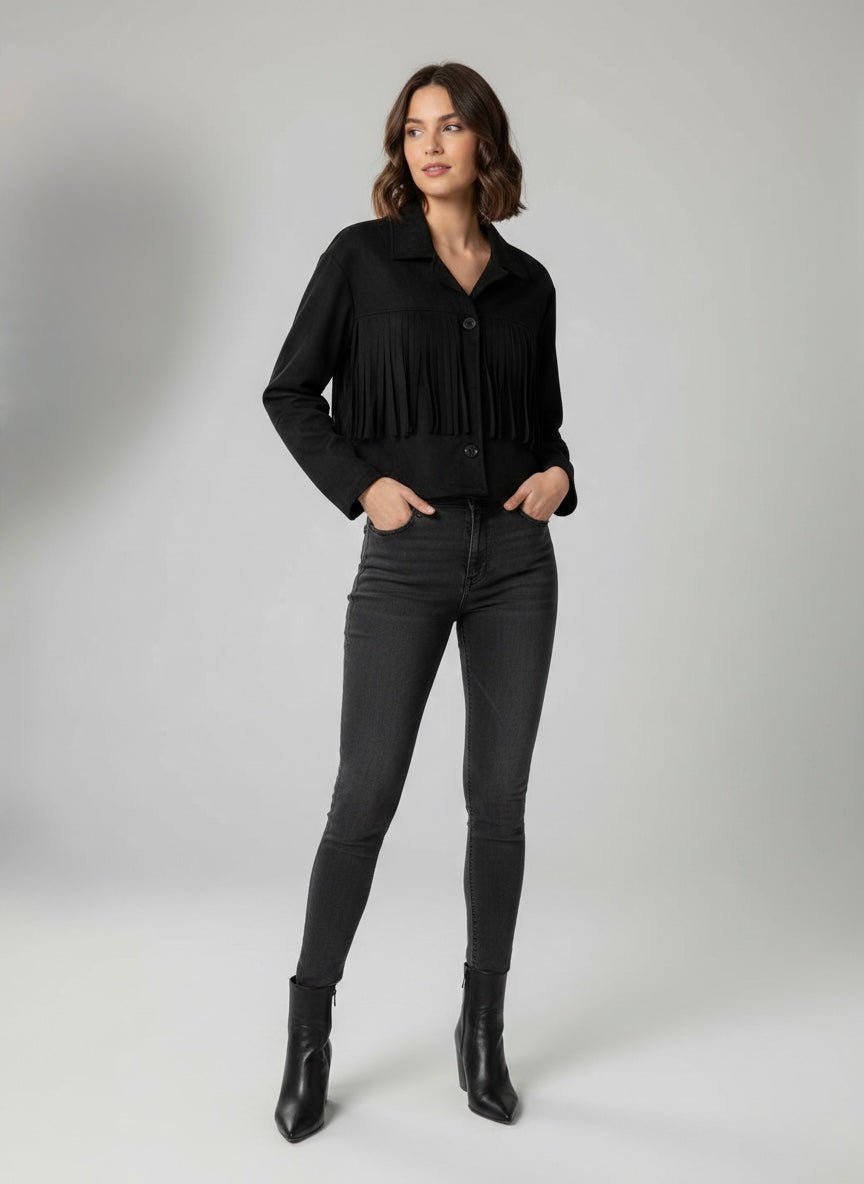 Cappotto scamosciato con frange – alternate