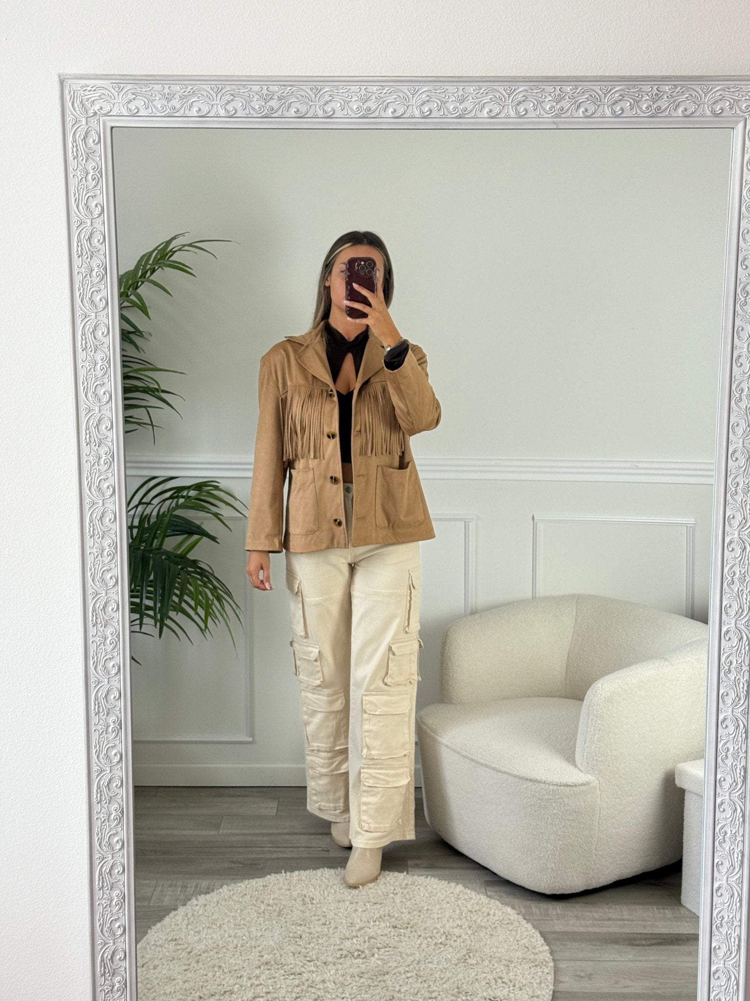 Cappotto scamosciato con frange - Follie by Alice