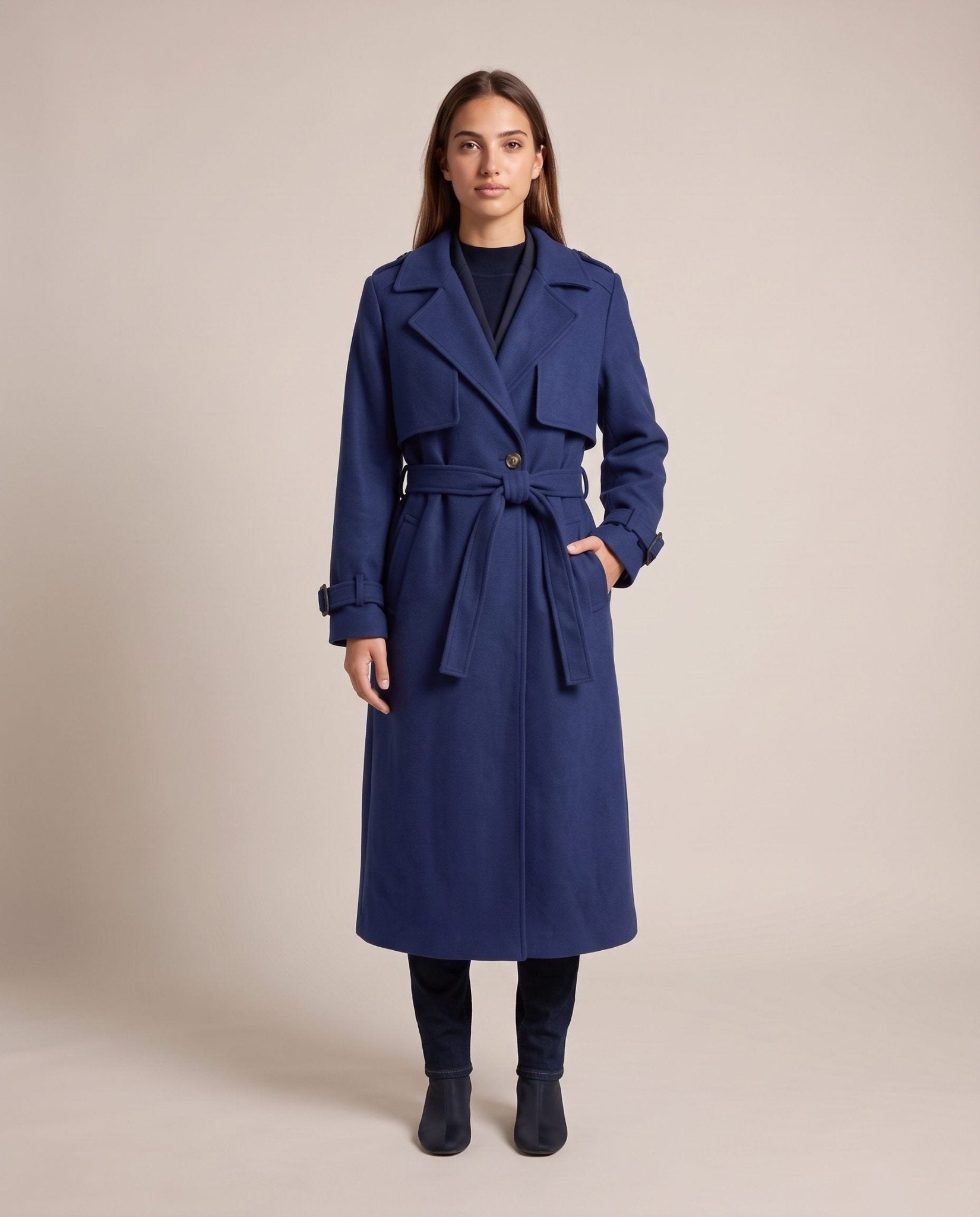 Cappotto trench lungo con patta LONDRA - Follie by Alice Immagine secondaria del prodotto
