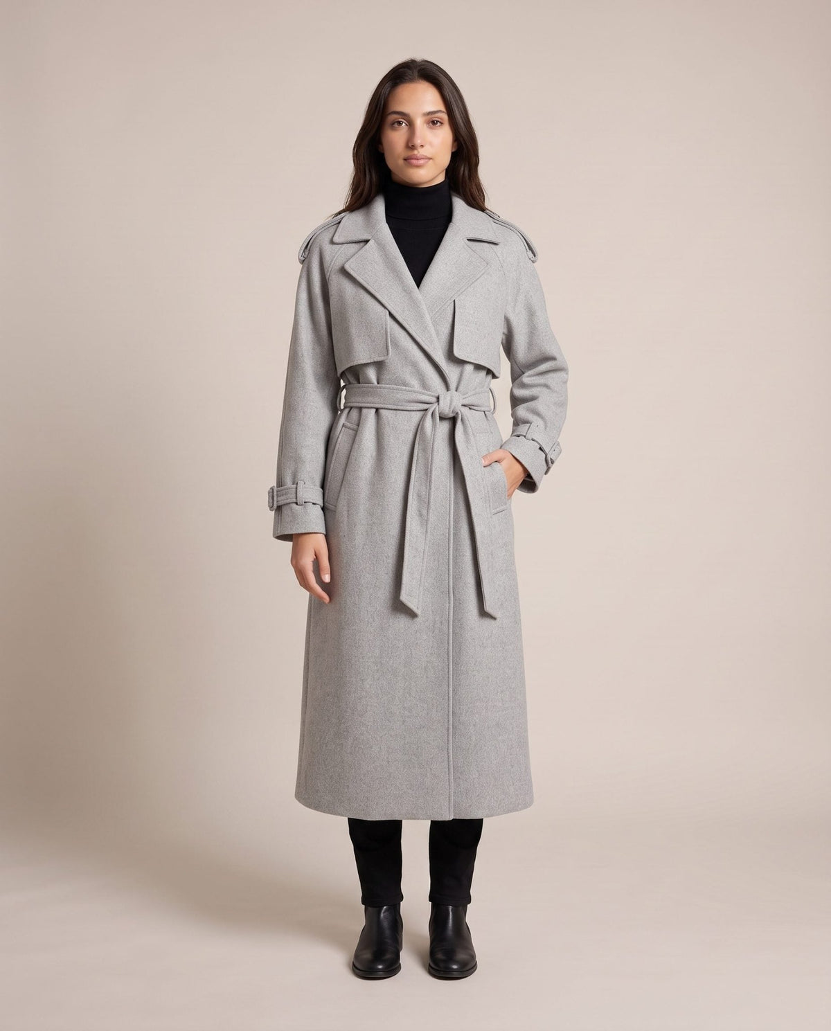 Cappotto trench lungo con patta LONDRA - Follie by Alice