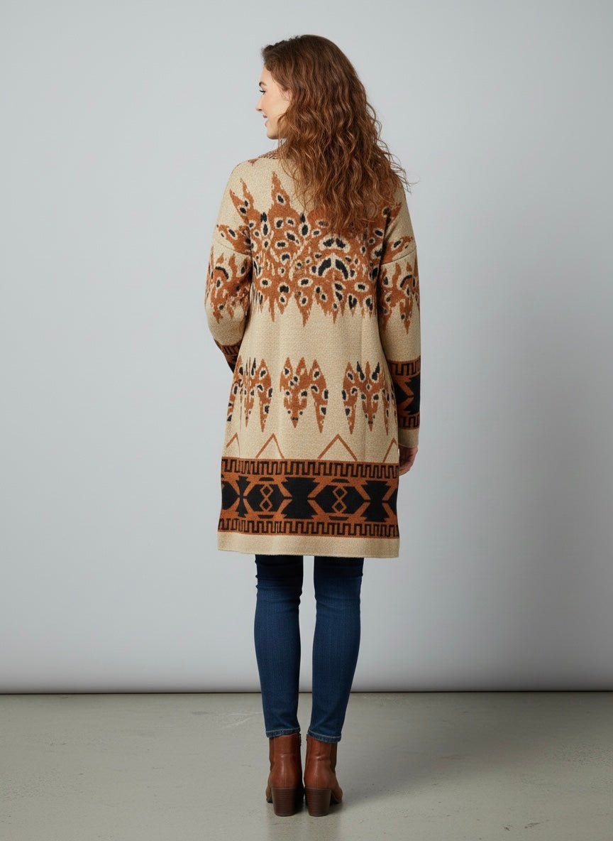 Cardigan fantasia etnica con frangette - Follie by Alice