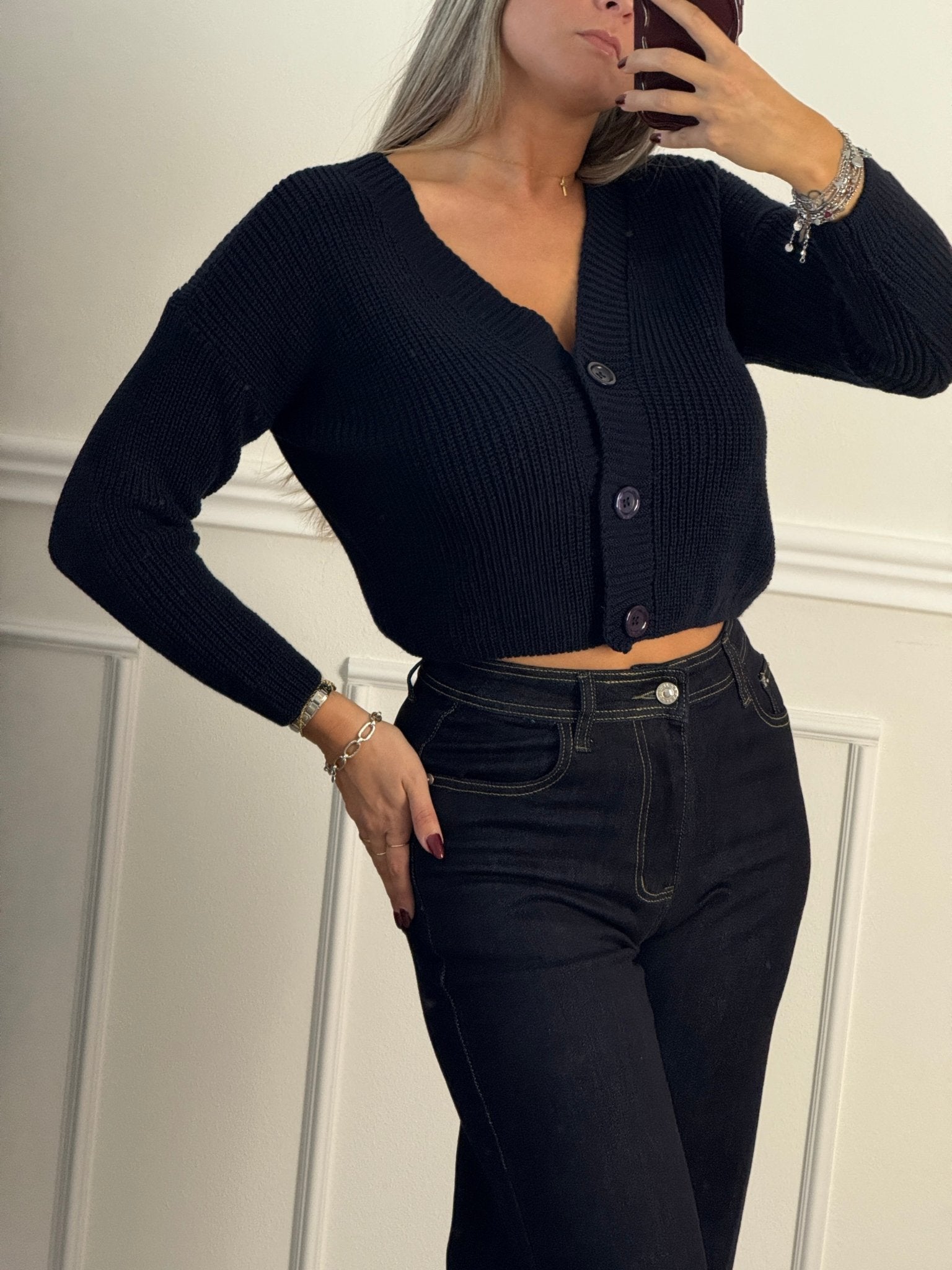Cardigan in maglia con bottoncini - Follie by Alice