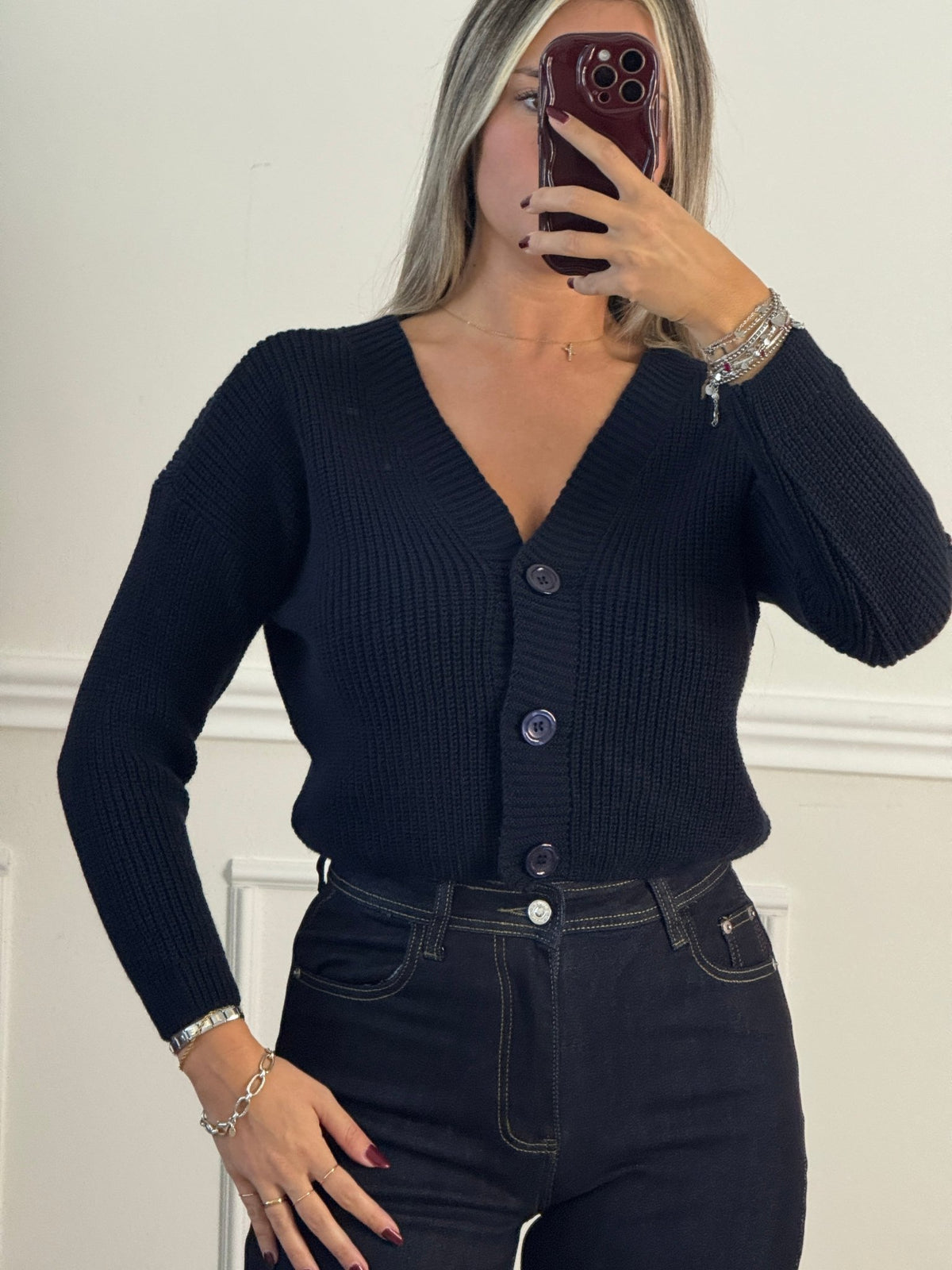 Cardigan in maglia con bottoncini - Follie by Alice