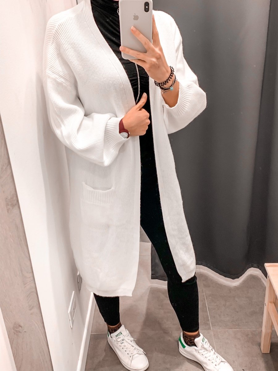 Cardigan lungo in maglia con maniche a palloncino - Follie by Alice