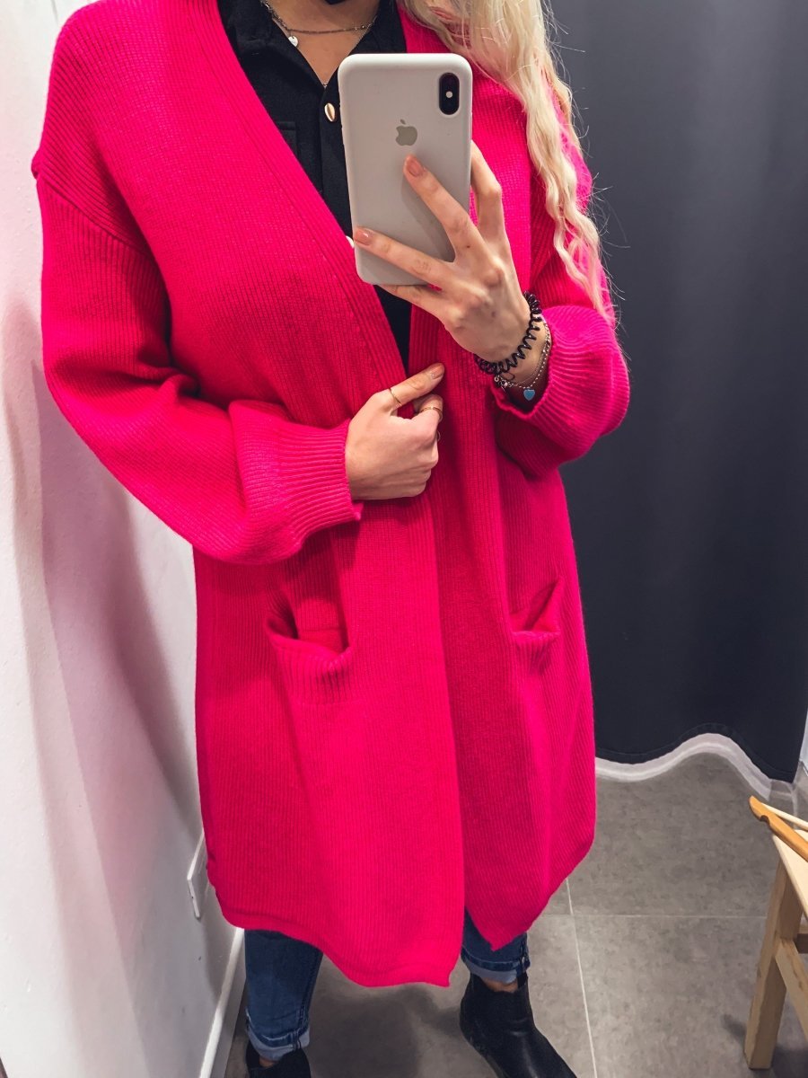 Cardigan lungo in maglia con maniche a palloncino - Follie by Alice