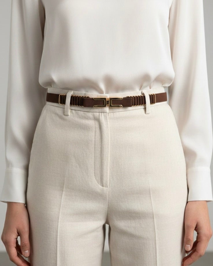 Cintura elasticizzata con fibbia dorata