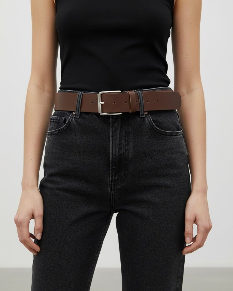 Cintura marrone con fibbia argento - Follie by Alice