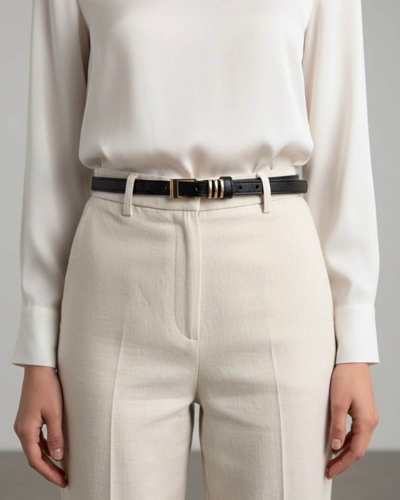 Cintura nera sottile con fibbia dorata - Follie by Alice