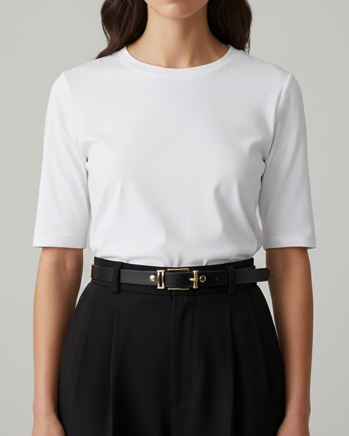 Cintura sottile con fibbia dorata