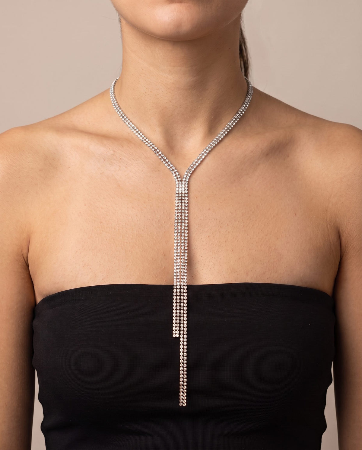 Collana argento con strass pendenti