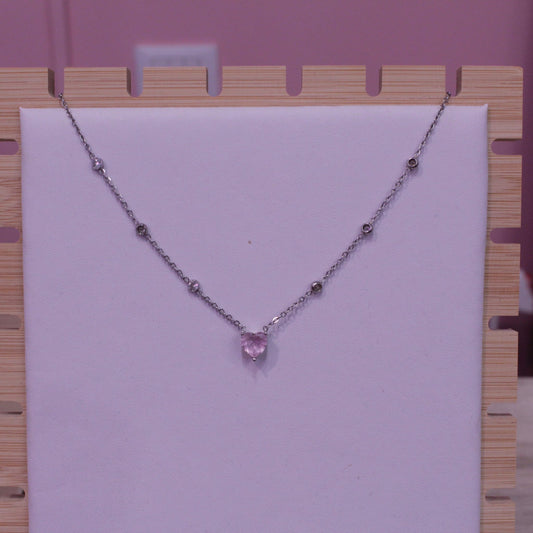 Collana argento con cuore rosa