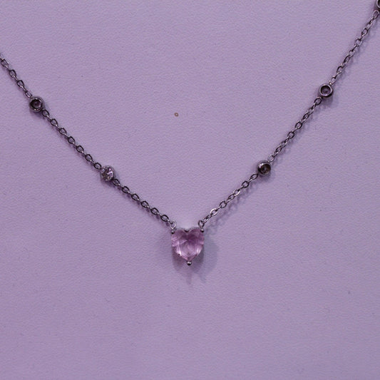 Collana argento con cuore rosa