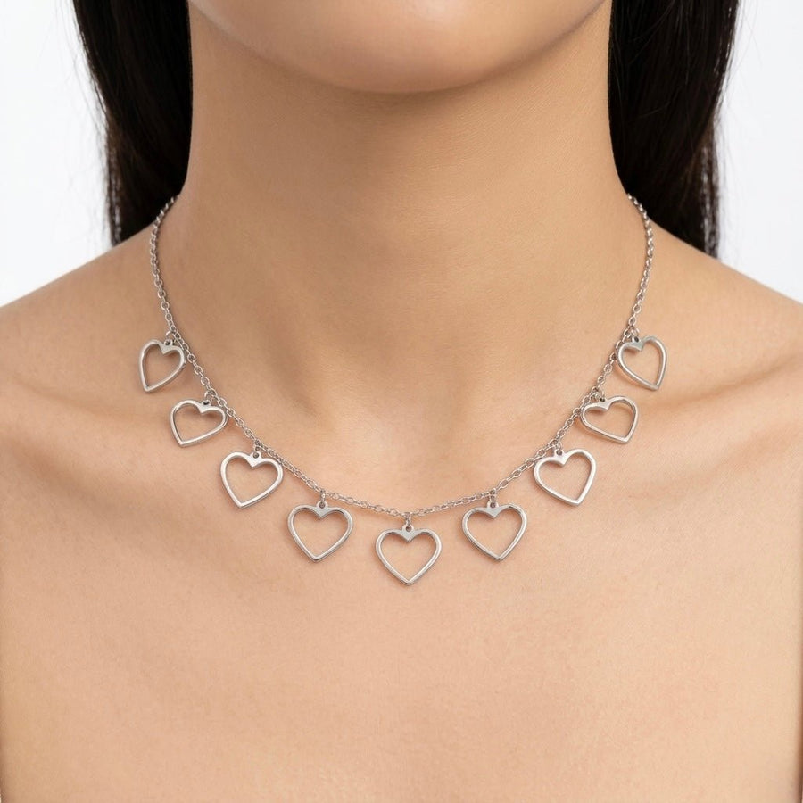 Collana argento con cuori