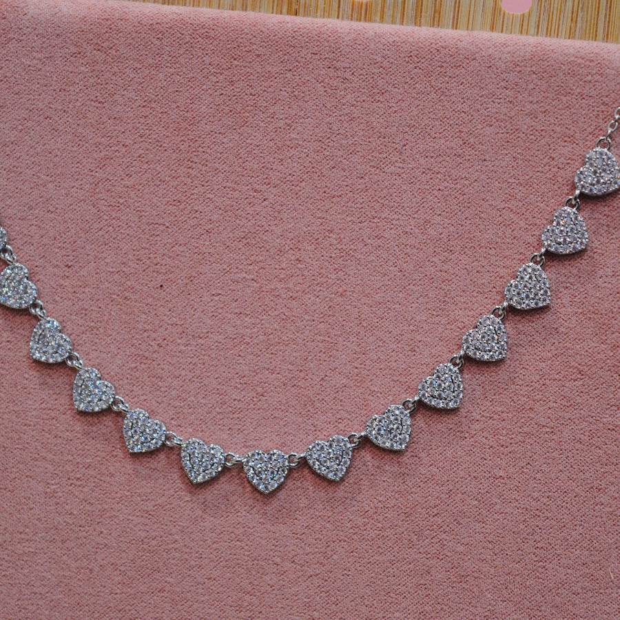Collana argento con cuoricini di strass – alternate