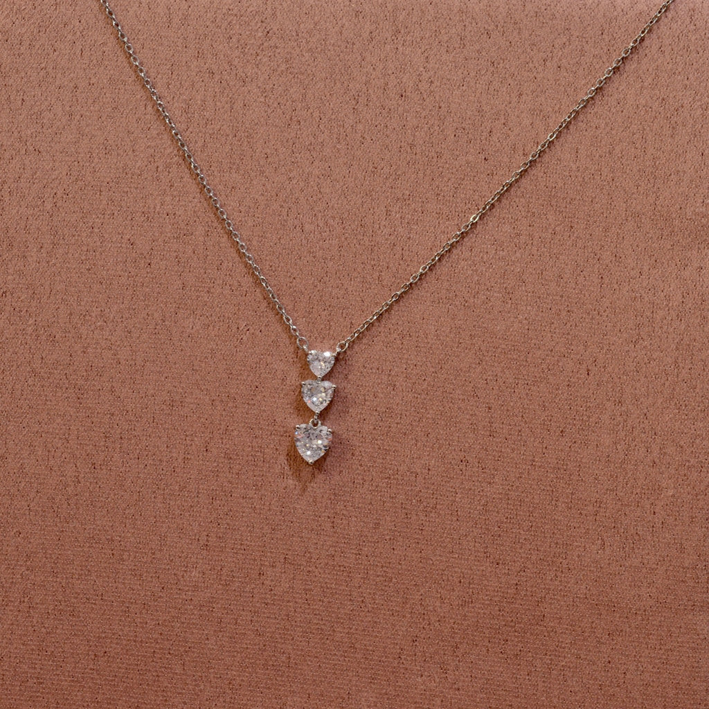 Collana argento con cuoricini pendenti brillanti - Follie by Alice